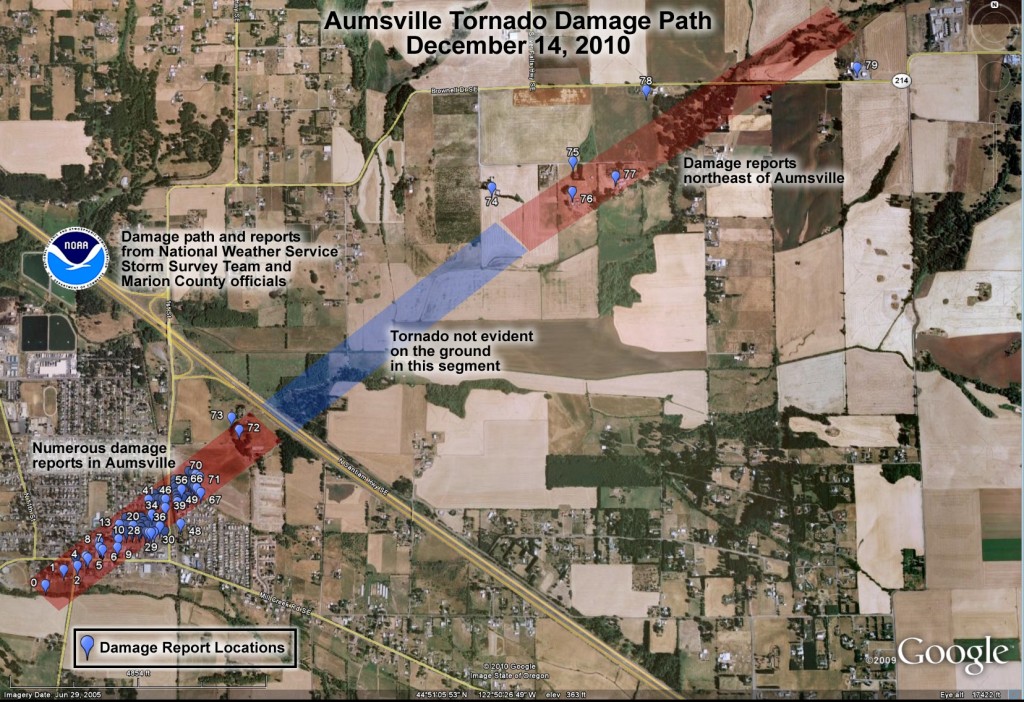 Rare Northwest Tornado Hits Willamette Valley – Map Of Storm Track