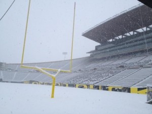 university of oregon football field snow