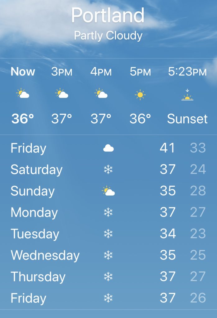 portland oregon weather forecast